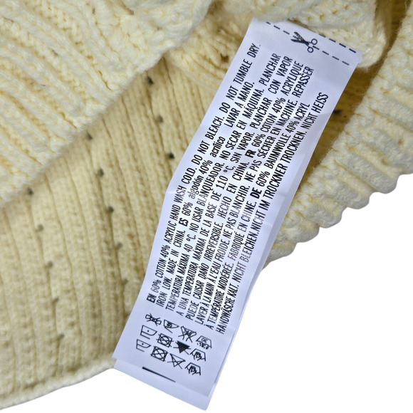 English Factory Cardigan Womens XSmall Pastel Yellow Crochet Cropped Scalloped - Picture 12 of 12